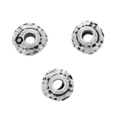 Perles rondelles irrégulières travaillées 5 mm - Argenté vieilli x5