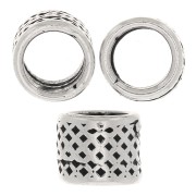 Perles tubes travaillées 5x4 mm - Argenté vieilli x5