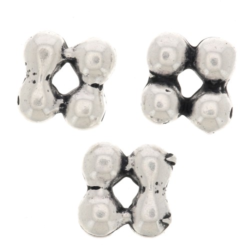Perles rondelles forme fleur 7 mm - Argenté vieilli x6
