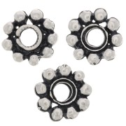 Perles rondelles forme fleur 10 mm - Argenté vieilli x6