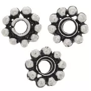 Perles rondelles forme fleur 10 mm - Argenté vieilli x6