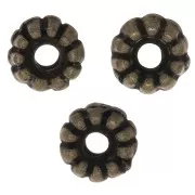 Perles rondelles travaillées 5 mm - Bronze x5