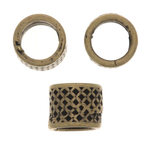 Perles tubes travaillées 5x4 mm - Bronze x5