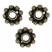 Perles rondelles forme fleur 10 mm - Bronze x6