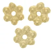 Perles rondelles fleur 6 pétales - 10 mm - Doré à l'or fin x6