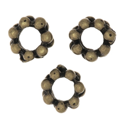 Perles rondelles fleur 6x3 mm - Bronze x10