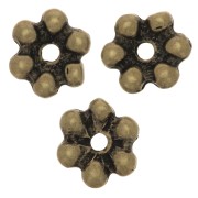 Perles rondelles fleur 6 pétales - 10 mm - Bronze x6|raw }}