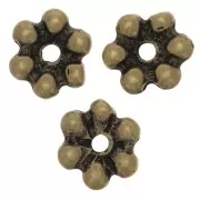 Perles rondelles fleur 6 pétales - 10 mm - Bronze x6