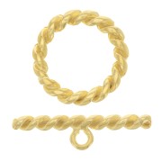 Fermoir en T torsadé pour bracelet ou collier 27 mm - Doré à l'or fin x1|raw }}
