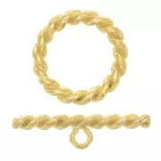 Fermoir en T torsadé pour bracelet ou collier 27 mm - Doré à l'or fin x1