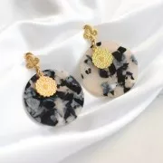 Clous d'oreilles cactus 12x10 mm avec anneau fermé - Doré à l'or fin x2
