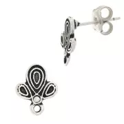 Clous d'oreilles cactus 12x10 mm avec anneau fermé - Argenté vieilli x2