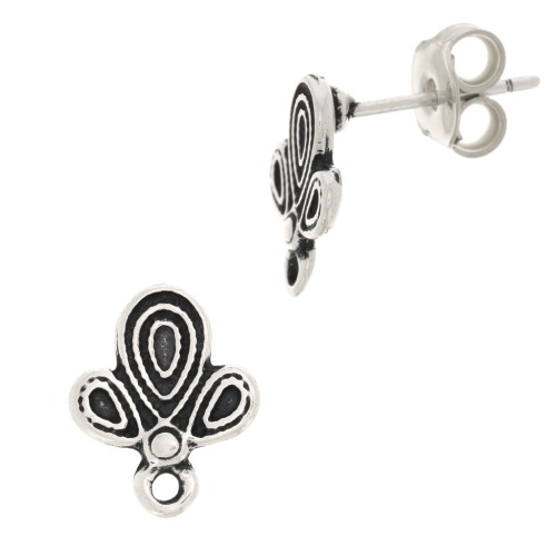 Clous d'oreilles cactus 12x10 mm avec anneau fermé - Argenté vieilli x2