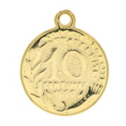 Pendentif pièce de monnaie 10 centimes 22x18 mm - Doré à l'or fin x1|raw }}