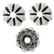 Coupelles striées 9 mm - Argenté vieilli x6