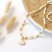 Perles rondes aplaties striées 5x4 mm - Doré à l'or fin x10