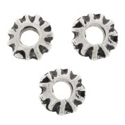 Perles rondes aplaties striées 5x4 mm - Argenté vieilli x10