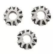 Perles rondes aplaties striées 5x4 mm - Argenté vieilli x10