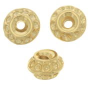Perles rondelles travaillées 8x5 mm - Doré à l'or fin x5