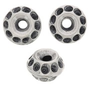 Perles rondelles travaillées 8x5 mm - Argenté vieilli x5|raw }}