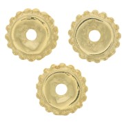 Perles rondelles avec des petites boules 9 mm - Doré à l'or fin x6