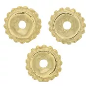 Perles rondelles avec des petites boules 9 mm - Doré à l'or fin x6