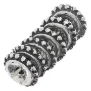 Perles rondelles avec des petites boules 9 mm - Argenté vieilli x6