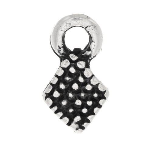 Mini breloques losange 9x5 mm - Argenté vieilli x6