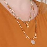 Breloque losange avec petite boule 15x8 mm - Doré à l'or fin x1