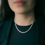 Tour de cou maille miroir - serpent plate  3.4 mm - Argent 925 x43cm