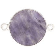 Intercalaire rond en pierre gemme 22x16 mm - Argent 925 - Amethyste x1|raw }}