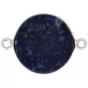 Intercalaire rond en pierre gemme 22x16 mm - Argent 925 - Lapis lazuli x1