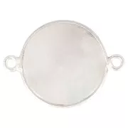 Intercalaire rond en pierre gemme 22x16 mm - Argent 925 - Pierre de lune x1