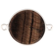 Intercalaire rond en pierre gemme 22x16 mm - Argent 925 - Oeil de tigre x1|raw }}