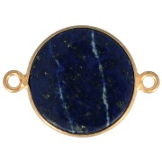 Intercalaire rond en pierre gemme 22x16mm Argent 925 Doré à l'or fin Lapis lazuli|raw }}