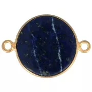 Intercalaire rond en pierre gemme 22x16mm Argent 925 Doré à l'or fin Lapis lazuli