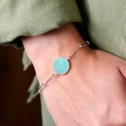 Intercalaire rond en pierre gemme 22x16mm Argent 925 Doré à l'or fin Lapis lazuli