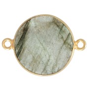 Intercalaire rond en pierre gemme 22x16mm Argent 925 Doré à l'or fin - Labradorite|raw }}