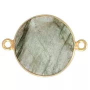 Intercalaire rond en pierre gemme 22x16mm Argent 925 Doré à l'or fin - Labradorite