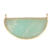 Intercalaire en pierre gemme 33x19 mm Argent 925 Doré à l'or fin - Amazonite x1