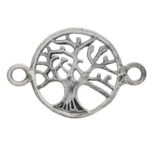 Intercalaire rond 14 mm - motif arbre de vie - Argent 925 oxydé x1