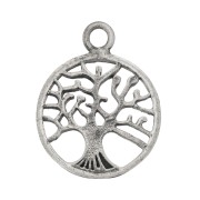 Pendentif rond 18x14 mm - motif arbre de vie - Argent 925 oxydé x1