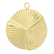 Pendentif rond plissé et strié 17x15 mm - Gold filled (or laminé)  x1