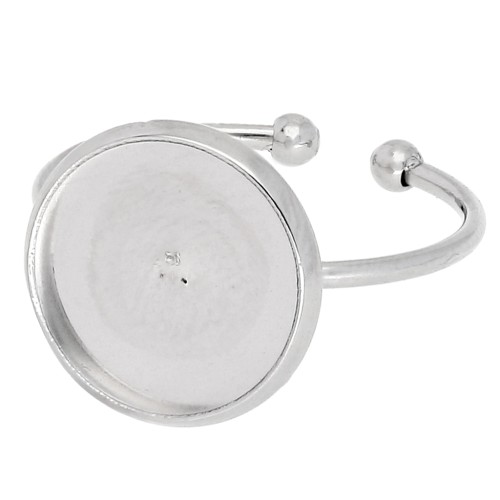 Bague fine réglable pour cabochon fond plat 12 mm - Acier inoxydable 316L x1