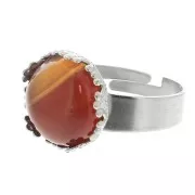 Bague réglable pour cabochon fond plat 12 mm - Acier inoxydable x1