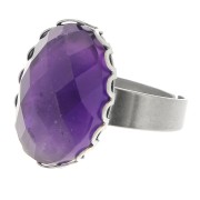 Bague réglable pour cabochon fond plat 18x13 mm - Acier inoxydable x1