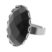 Bague réglable pour cabochon fond plat 25x18 mm - Acier inoxydable x1