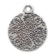 Breloque ronde 18 mm argenté vieilli x1