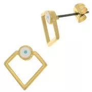 Boucles d'oreilles diamant & résine époxy motif oeil 13 mm Doré à l'or fin x2