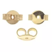 Poussoirs - Poussettes pour clous d'oreilles 7x5 mm - Doré à l'or fin x10